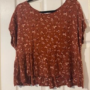 Hippie Rose- Brown Flowy Top - Size Large
